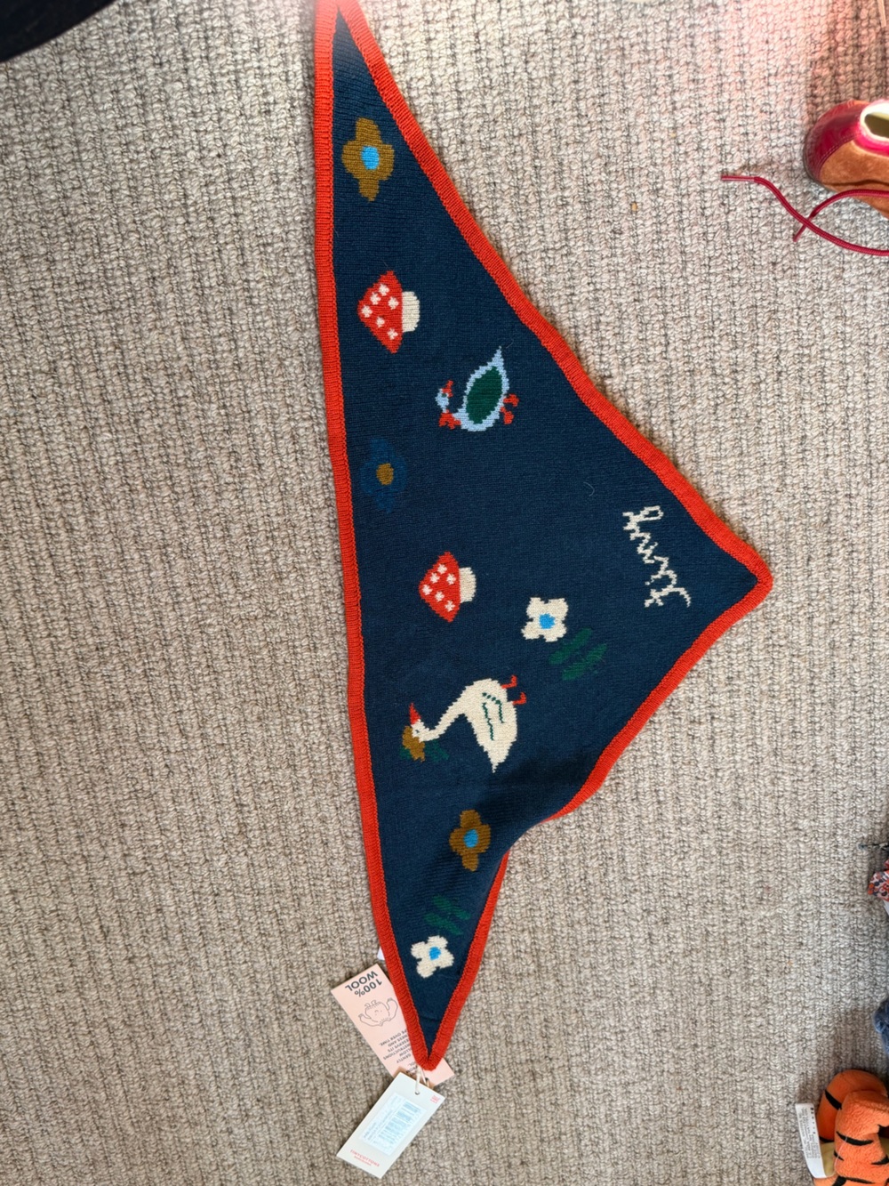 Tiny cottons Blue Kids Bandana Hair Scarf with Red Trim by